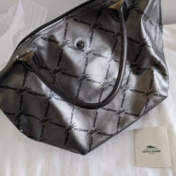 Longchamp Les Pliages Small Metallic Gray for Rehab - Picture 7 of 8